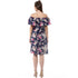 Generic Women's Polyester Crepe Floral Half Sleeve Above Knee Dress (Navy Blue)