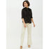 Generic Women's Polyester Ruffled Long Sleeves Standard Length Shirt (Black)