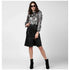 Generic Women's Satin Animal Print Long Sleeves Standard Length Shirt (Black - Grey)