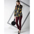 Generic Women's Satin Printed Long Sleeves Standard Length Shirt (Black - Gold)