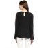 Generic Women's Polyester Georgette Self Design Bell Sleeve Regular Top (Black)