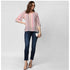 Generic Women's Polyester Striped 3-4th Sleeves Top (Pink)