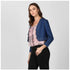 Generic Women's Denim Ruffled Long Sleeves Shrug (Navy Blue)