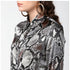 Generic Women's Satin Animal Print Long Sleeves Standard Length Shirt (Black - Grey)