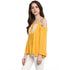 Generic Women's Rayon Embellished Cold Shoulder Regular Top (Mustard Yellow)