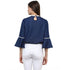 Generic Women's Polyester Solid Bell Sleeve Regular Top (Blue)