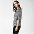 Generic Women's Polyester Animal Print Bell Sleeve Top (Black - White)
