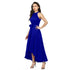 Generic Women's Polyster Solid Halter Neck Sleeveless Dress (Royal Blue)