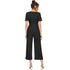 Generic Women's Knitting stretchable Solid Round Neck Cap Sleeve Jumpsuit (Black)