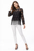 Generic Women's Lace Self Design Short Sleeve Top (Black)