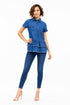 Generic Women's Denim Peplum Short Sleeve Top (Blue)