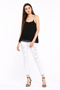 Generic Women's Polyester Embellished Shoulder Straps Top (Black)