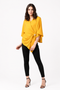 Generic Women's Polyester Solid Cape Sleeve Top (Yellow)