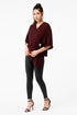 Generic Women's Polyester Solid Cape Sleeve Top (Maroon)