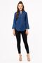 Generic Women's Denim Solid Bell Sleeve Regular Top (Blue Denim)