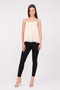 Generic Women's Polyester Solid Shoulder Straps Regular Top (Beige)