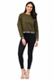 Generic Women's Fleece Solid Long Sleeves Sweatshirt (Olive)