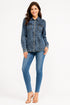 Generic Women's Denim Solid Long Sleeves Shirt (Blue)