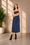 Generic Women's Denim Solid Shoulder Straps Dress (Blue)