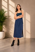 Generic Women's Denim Solid Shoulder Straps Dress (Blue)