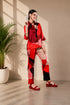 Generic Women's Satin Colour Block Long Sleeves Co-Ord Set (Multicolor)