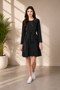 Generic Women's Denim Washed Long Sleeves Dress (Black)