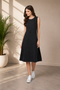 Generic Women's Denim Solid Sleeveless Dress (Black)