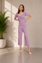 Generic Women's Polyester Lycra Solid Puff Sleeve Jumpsuit (Lavender)