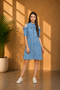 Generic Women's Denim Solid Cold Shoulder Above Knee Dress (Blue)