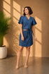 Generic Women's Denim Solid Flutter Above Knee Dress (Blue)