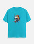 Sky Blue unisex t-shirt with colorful abstract skull illustration