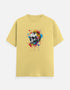 yellow unisex t-shirt with colorful abstract skull illustration