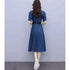 Generic Women's Casual Denim Half Sleeves Dress (Blue)