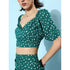 Generic Women's Polyester Floral Short Sleeve Co-Ord Set (Green)