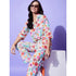 Generic Women's Polyester Floral 3-4th Sleeve Co-Ord Set (Multicolor)