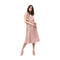 Generic Women's Polyester Pleated Flutter Dress (Champagne Gold)