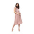 Generic Women's Polyester Pleated Flutter Dress (Champagne Gold)