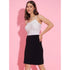 Generic Women's Polyester Lycra Color Blocking Shoulder Straps Dress (White - Black)