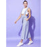 Generic Women's Cotton Pinafore Shoulder Straps Jumpsuit (Light Blue)
