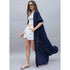 Generic Women's Rayon Crepe Lace Inserts 3-4th Sleeve Shrug (Navy)