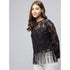 Generic Women's Lace Self Design Short Sleeve Top (Black)
