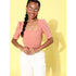 Generic Women's Polyester Lycra Solid Short Sleeve Top (Pink)