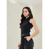 Generic Women's Denim Lycra Solid Sleeveless Top (Black)