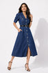 Generic Women's Casual Denim Half Sleeves Dress (Blue)