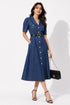Generic Women's Casual Denim Half Sleeves Dress (Blue)